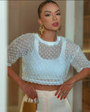 Croped T-shirt crepe pipoquinha