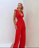 Macacão malha acetinada com ombreiras